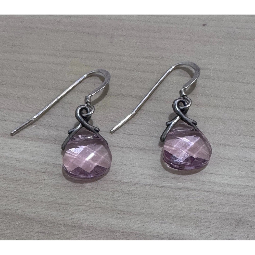 Light Rose Swarovski Crystal Briolette Earrings Sterling Silver